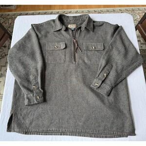 Vintage Express Men's Long Sleeve Houndstooth Pullover Shirt with Zip